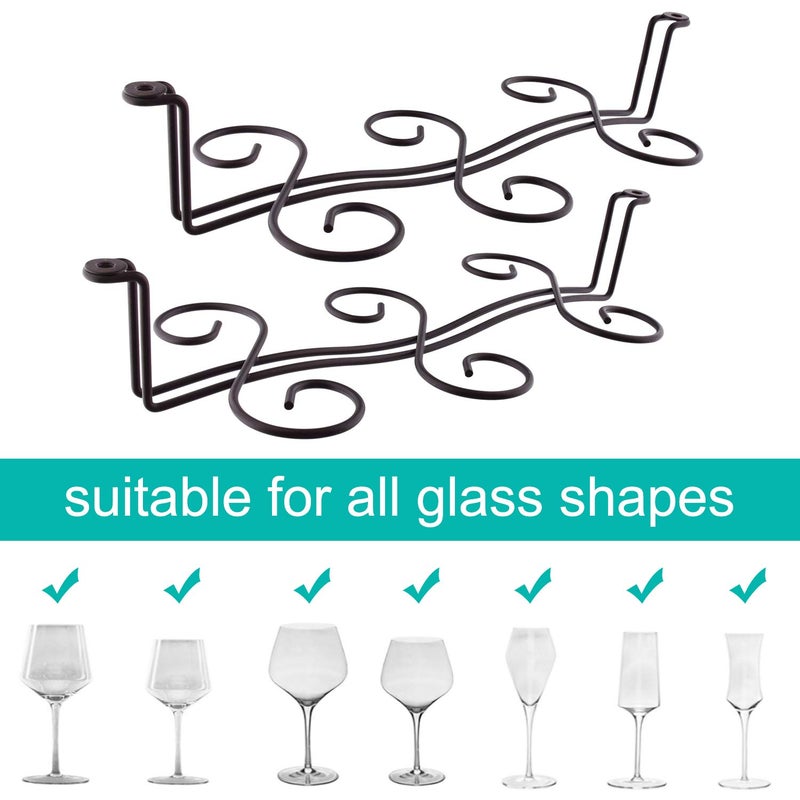 MOCOUM 2 Pack Under Cabinet Stemware Rack, Wine Glass Hanger Rack Wire Holder Storage for Cabinet Kitchen Bar - Image 4